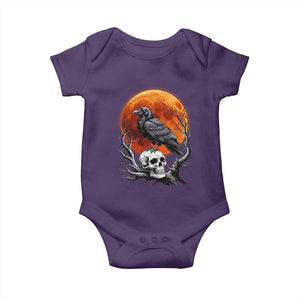 Gothic Raven on Skull Blood Moon Baby Onesie Spooky Halloween Macabre Dark Art Graphic TS02 Purple Print Your Wear