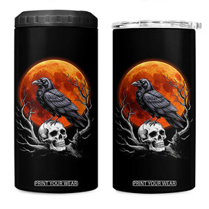 Gothic Raven on Skull Blood Moon 4 in 1 Can Cooler Tumbler Spooky Halloween Macabre Dark Art Graphic TS02 One Size: 16 oz Black Print Your Wear