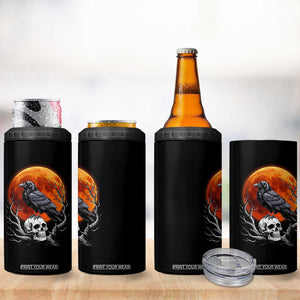 Gothic Raven on Skull Blood Moon 4 in 1 Can Cooler Tumbler Spooky Halloween Macabre Dark Art Graphic TS02 Print Your Wear