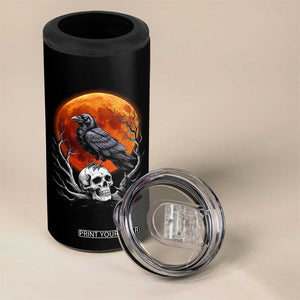 Gothic Raven on Skull Blood Moon 4 in 1 Can Cooler Tumbler Spooky Halloween Macabre Dark Art Graphic TS02 Print Your Wear