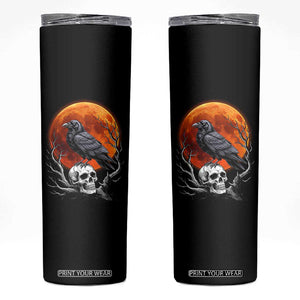 Gothic Raven on Skull Blood Moon Skinny Tumbler Spooky Halloween Macabre Dark Art Graphic TS02 Black Print Your Wear