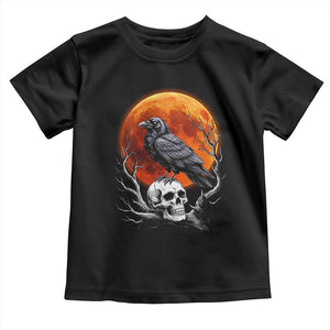 Gothic Raven on Skull Blood Moon Toddler T Shirt Spooky Halloween Macabre Dark Art Graphic TS02 Black Print Your Wear