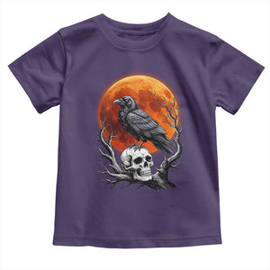 Gothic Raven on Skull Blood Moon Toddler T Shirt Spooky Halloween Macabre Dark Art Graphic TS02 Purple Print Your Wear