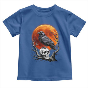 Gothic Raven on Skull Blood Moon Toddler T Shirt Spooky Halloween Macabre Dark Art Graphic TS02 Royal Blue Print Your Wear
