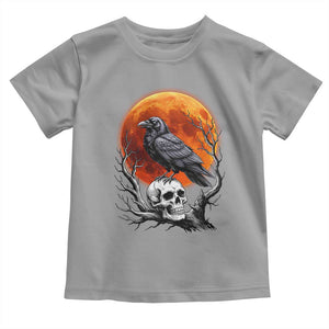 Gothic Raven on Skull Blood Moon Toddler T Shirt Spooky Halloween Macabre Dark Art Graphic TS02 Sport Gray Print Your Wear