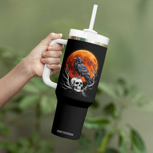 Gothic Raven on Skull Blood Moon Tumbler With Handle Spooky Halloween Macabre Dark Art Graphic TS02 Print Your Wear
