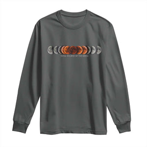 Total Eclipse of the Moon Phases Long Sleeve Shirt Blood Moon Space Astronomy Celestial Graphic TS02 Dark Heather Print Your Wear