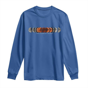 Total Eclipse of the Moon Phases Long Sleeve Shirt Blood Moon Space Astronomy Celestial Graphic TS02 Royal Blue Print Your Wear