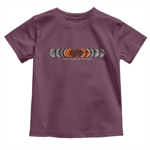 Total Eclipse of the Moon Phases Toddler T Shirt Blood Moon Space Astronomy Celestial Graphic TS02 Maroon Print Your Wear