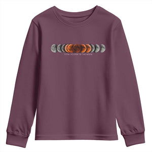 Total Eclipse of the Moon Phases Youth Sweatshirt Blood Moon Space Astronomy Celestial Graphic TS02 Maroon Print Your Wear