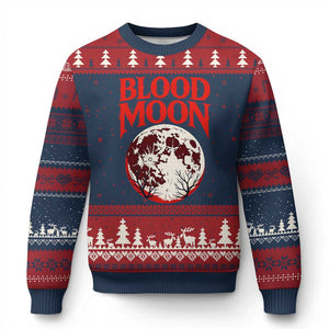 Retro Blood Moon Graphic Ugly Christmas Sweater Mystic Celestial Gothic Astronomy Art TS02 Navy Red Print Your Wear
