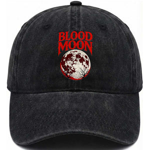 Retro Blood Moon Graphic Washed Cotton Baseball Cap Mystic Celestial Gothic Astronomy Art TS02 Print Your Wear