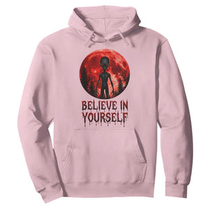 Creepy Alien Believe In Yourself Hoodie Funny Blood Moon Sci-Fi Horror Graphic TS02 Light Pink Print Your Wear