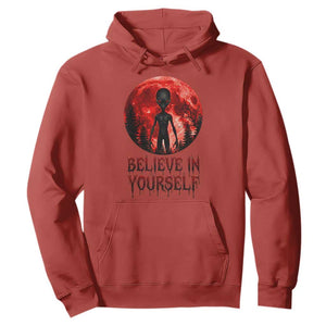 Creepy Alien Believe In Yourself Hoodie Funny Blood Moon Sci-Fi Horror Graphic TS02 Red Print Your Wear
