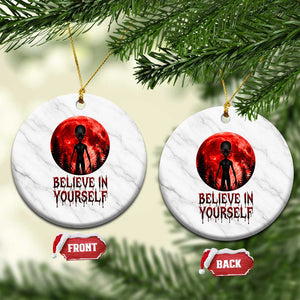 Creepy Alien Believe In Yourself Ceramic Ornament Funny Blood Moon Sci-Fi Horror Graphic TS02 1pc White Marble Print Your Wear
