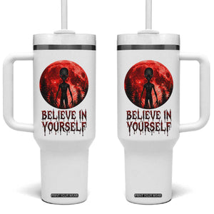Creepy Alien Believe In Yourself Tumbler With Handle Funny Blood Moon Sci-Fi Horror Graphic TS02 One Size: 40 oz White Print Your Wear