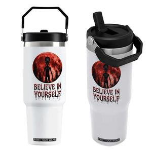 Creepy Alien Believe In Yourself Flip Straw Tumbler Funny Blood Moon Sci-Fi Horror Graphic TS02 One Size: 30 oz White Print Your Wear
