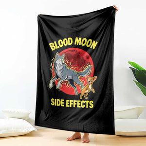 Funny Blood Moon Side Effects Wolf and Chihuahua Dog Humor Graphic Throw Blanket TS02 Print Your Wear