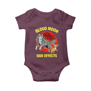 Funny Blood Moon Side Effects Wolf and Chihuahua Dog Humor Graphic Baby Onesie TS02 Maroon Print Your Wear