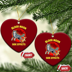 Funny Blood Moon Side Effects Wolf and Chihuahua Dog Humor Graphic Ceramic Ornament TS02 Print Your Wear