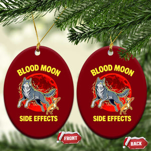 Funny Blood Moon Side Effects Wolf and Chihuahua Dog Humor Graphic Ceramic Ornament TS02 Print Your Wear