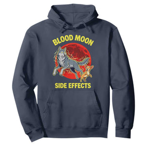 Funny Blood Moon Side Effects Wolf and Chihuahua Dog Humor Graphic Hoodie TS02 Navy Print Your Wear