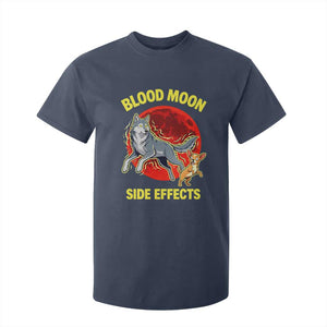 Funny Blood Moon Side Effects Wolf and Chihuahua Dog Humor Graphic T Shirt For Kid TS02 Navy Print Your Wear
