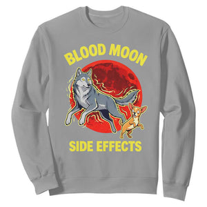 Funny Blood Moon Side Effects Wolf and Chihuahua Dog Humor Graphic Sweatshirt TS02 Sport Gray Print Your Wear