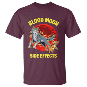 Funny Blood Moon Side Effects Wolf and Chihuahua Dog Humor Graphic T Shirt TS02 Maroon Print Your Wear
