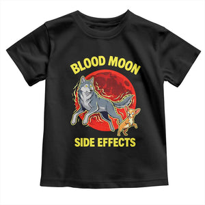 Funny Blood Moon Side Effects Wolf and Chihuahua Dog Humor Graphic Toddler T Shirt TS02 Black Print Your Wear