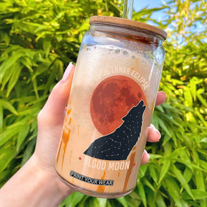 Total Lunar Eclipse March 3 2026 Glass Can Constellation Wolf Souvenir Graphic TS02 Black Print Your Wear