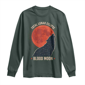 Total Lunar Eclipse March 3 2026 Long Sleeve Shirt Constellation Wolf Souvenir Graphic TS02 Dark Forest Green Print Your Wear