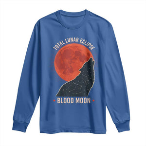 Total Lunar Eclipse March 3 2026 Long Sleeve Shirt Constellation Wolf Souvenir Graphic TS02 Royal Blue Print Your Wear