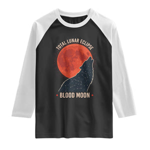 Total Lunar Eclipse March 3 2026 Raglan Shirt Constellation Wolf Souvenir Graphic TS02 Black White Print Your Wear