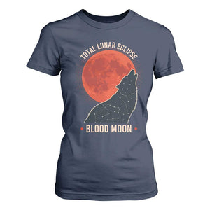 Total Lunar Eclipse March 3 2026 T Shirt For Women Constellation Wolf Souvenir Graphic TS02 Navy Print Your Wear