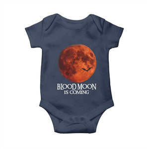 Blood Moon Is Coming Spooky Halloween Baby Onesie Flying Bats Gothic Dark Horror Graphic TS02 Navy Print Your Wear