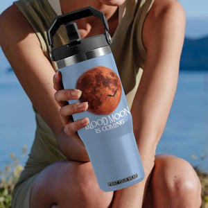 Blood Moon Is Coming Spooky Halloween Flip Straw Tumbler Flying Bats Gothic Dark Horror Graphic TS02 One Size: 30 oz Light Blue Print Your Wear