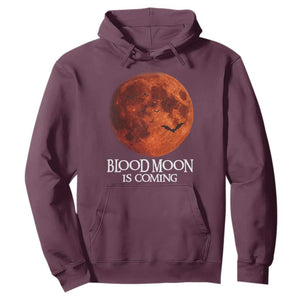 Blood Moon Is Coming Spooky Halloween Hoodie Flying Bats Gothic Dark Horror Graphic TS02 Maroon Print Your Wear