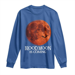 Blood Moon Is Coming Spooky Halloween Long Sleeve Shirt Flying Bats Gothic Dark Horror Graphic TS02 Royal Blue Print Your Wear