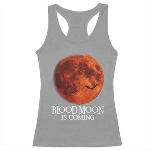 Blood Moon Is Coming Spooky Halloween Racerback Tank Top Flying Bats Gothic Dark Horror Graphic TS02 Sport Gray Print Your Wear