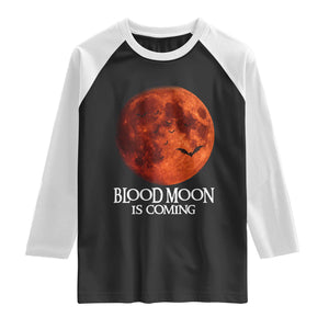 Blood Moon Is Coming Spooky Halloween Raglan Shirt Flying Bats Gothic Dark Horror Graphic TS02 Black White Print Your Wear