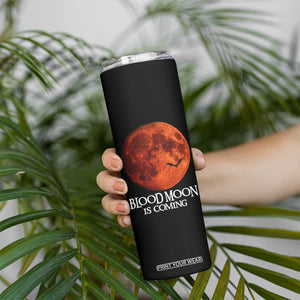 Blood Moon Is Coming Spooky Halloween Skinny Tumbler Flying Bats Gothic Dark Horror Graphic TS02 Print Your Wear