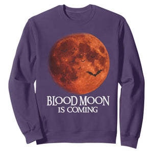 Blood Moon Is Coming Spooky Halloween Sweatshirt Flying Bats Gothic Dark Horror Graphic TS02 Purple Print Your Wear