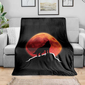 Howling Wolf Crimson Blood Moon Throw Blanket Mountain Wildlife Nature Graphic TS02 Print Your Wear