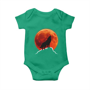 Howling Wolf Crimson Blood Moon Baby Onesie Mountain Wildlife Nature Graphic TS02 Irish Green Print Your Wear