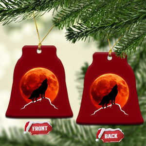 Howling Wolf Crimson Blood Moon Ceramic Ornament Mountain Wildlife Nature Graphic TS02 Print Your Wear