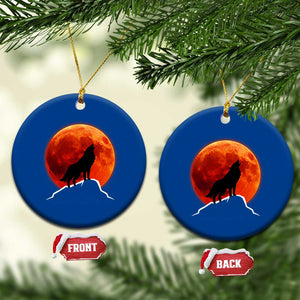 Howling Wolf Crimson Blood Moon Ceramic Ornament Mountain Wildlife Nature Graphic TS02 1pc Blue Print Your Wear