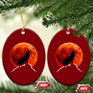 Howling Wolf Crimson Blood Moon Ceramic Ornament Mountain Wildlife Nature Graphic TS02 Print Your Wear