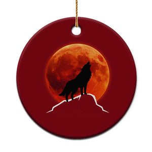 Howling Wolf Crimson Blood Moon Ceramic Ornament Mountain Wildlife Nature Graphic TS02 1pc Red Print Your Wear