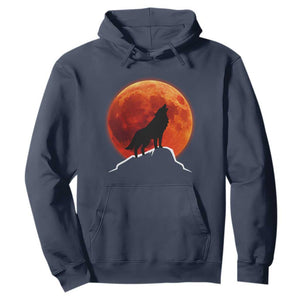 Howling Wolf Crimson Blood Moon Hoodie Mountain Wildlife Nature Graphic TS02 Navy Print Your Wear
